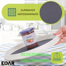 Tava Rotativa EDAR Pentru Organizare – 360°, 1 Nivel, Diametru 30 cm, Antiderapanta, Ideala Pentru Frigider, Dulap Sau Bucata...