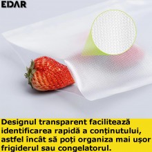 Set 5 x Sac EDAR De Vidat Pentru Alimente, 20 x 15 cm, Culoare Transparenta