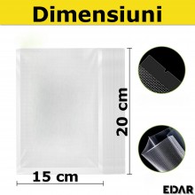 Set 15 x Sac EDAR De Vidat Pentru Alimente, 20 x 15 cm, Culoare Transparenta Set 15 x Sac EDAR De Vidat Pentru Alimente, 20 x 15 cm, Culoare Transparenta