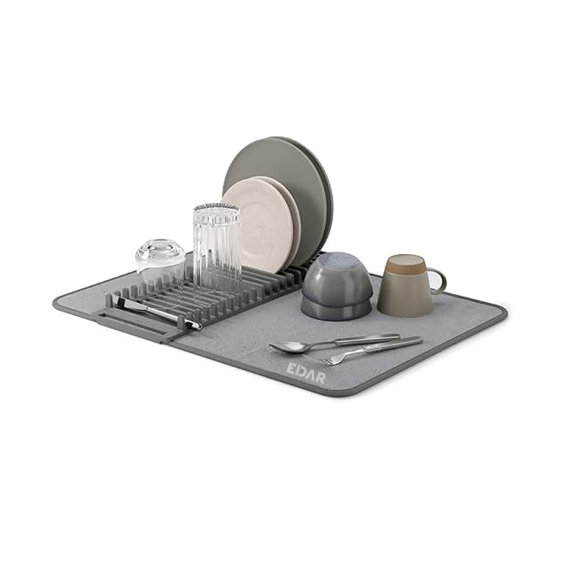 Uscator De Vase Pliabil 2-în-1 EDAR, Cu Suport Detasabil Si Covoras Din Microfibra Super-Absorbant, Ideal Pentru Organizarea ... Uscator De Vase Pliabil 2-în-1 EDAR, Cu Suport Detasabil Si Covoras Din Microfibra Super-Absorbant, Ideal Pentru Organizarea ...