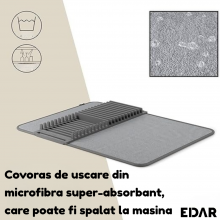 Uscator De Vase Pliabil 2-în-1 EDAR, Cu Suport Detasabil Si Covoras Din Microfibra Super-Absorbant, Ideal Pentru Organizarea ...