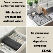 Uscator De Vase Pliabil 2-în-1 EDAR, Cu Suport Detasabil Si Covoras Din Microfibra Super-Absorbant, Ideal Pentru Organizarea ... Uscator De Vase Pliabil 2-în-1 EDAR, Cu Suport Detasabil Si Covoras Din Microfibra Super-Absorbant, Ideal Pentru Organizarea ...