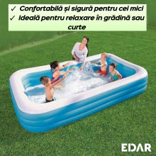 Piscina Gonflabila Dreptunghiulara EDAR, 180x125x56 cm, Cu Podea Moale, 3 Camere De Aer, Pentru Exterior, Potrivita Pentru Co... Piscina Gonflabila Dreptunghiulara EDAR, 180x125x56 cm, Cu Podea Moale, 3 Camere De Aer, Pentru Exterior, Potrivita Pentru Co...