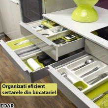 Organizator Pentru Tacamuri Si Ustensile Bucatarie EDAR, Pentru Sertar, Ajustabil, Plastic Durabil, Capacitate Mare, Depozita... Organizator Pentru Tacamuri Si Ustensile Bucatarie EDAR, Pentru Sertar, Ajustabil, Plastic Durabil, Capacitate Mare, Depozita...