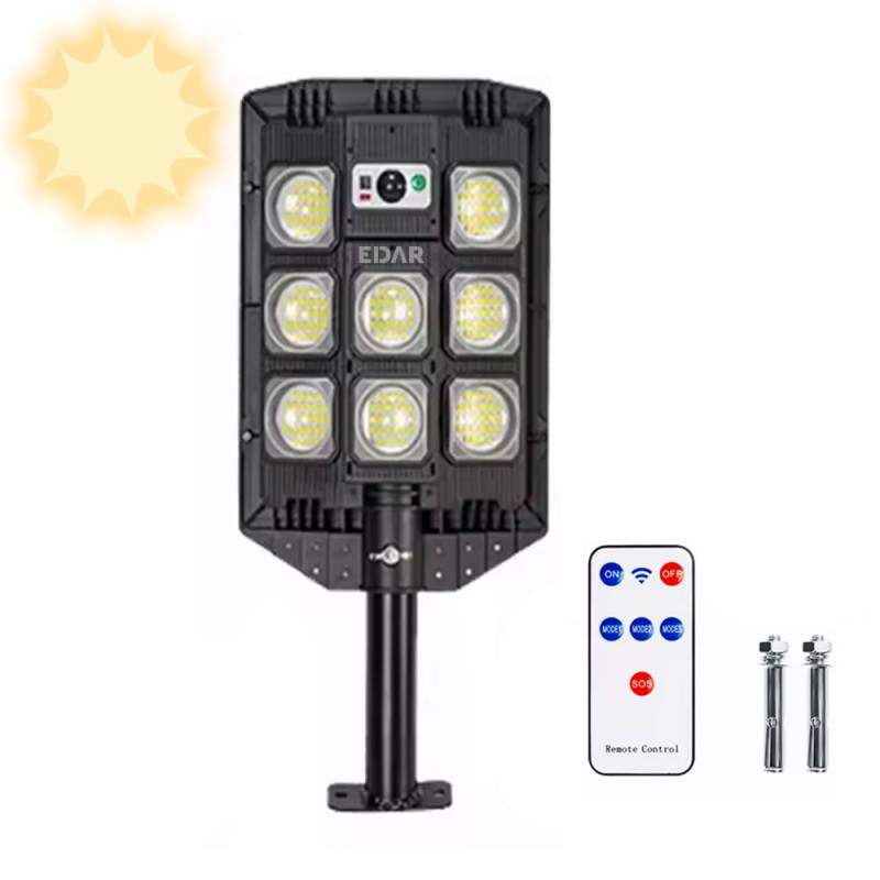 Lampa Solara EDAR Pentru Exterior, Iluminat Stradal Sau Gradina, Model W7100A3, 208 Led SMD, Lumina Neutra, Senzori De Miscar...