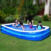 Piscina Gonflabila Dreptunghiulara EDAR, 200x150x50 cm, Pentru Exterior/Gradina, Copii, Adulti, 2 Inele Gonflabile, Vinil Rez...