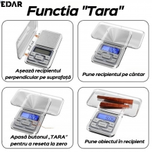 Cantar Digital De Buzunar EDAR, 500g/0.1g, Cu functie TARA, Auto-Calibrare Si Ecran LCD Iluminat Cantar Digital De Buzunar EDAR, 500g/0.1g, Cu functie TARA, Auto-Calibrare Si Ecran LCD Iluminat