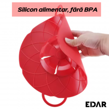 Capac Anti-Revarsare Din Silicon EDAR, Universal, 31.5 cm, Rezistent La Temperatura, Ideal Pentru Oale Si Tigai
