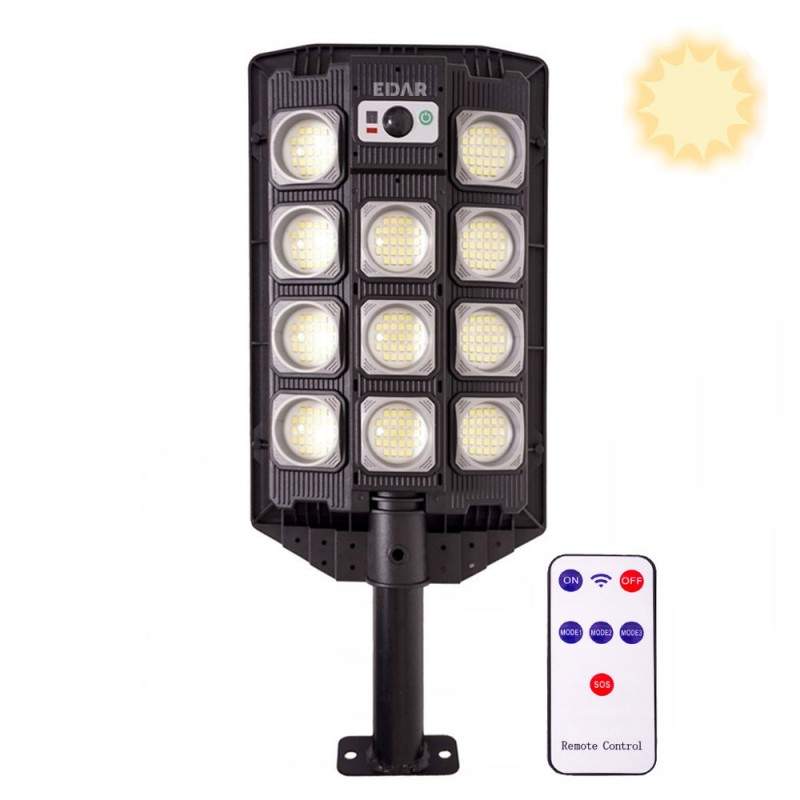 Lampa Solara EDAR Pentru Exterior, Iluminat Stradal Sau Gradina, Model W7100A4, 286 Led SMD, Lumina Neutra, Senzori De Miscar... Lampa Solara EDAR Pentru Exterior, Iluminat Stradal Sau Gradina, Model W7100A4, 286 Led SMD, Lumina Neutra, Senzori De Miscar...