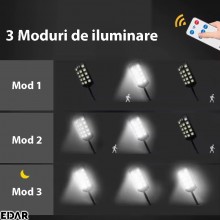 Lampa Solara EDAR Pentru Exterior, Iluminat Stradal Sau Gradina, Model W7100A5, 364 Led SMD, Lumina Neutra, Senzori De Miscar...