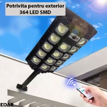 Lampa Solara EDAR Pentru Exterior, Iluminat Stradal Sau Gradina, Model W7100A5, 364 Led SMD, Lumina Neutra, Senzori De Miscar...