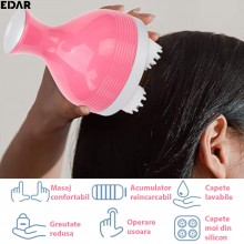 Aparat Pentru Masaj Capilar EDAR, Masaj Scalp, Rezistent La Apa, Ajuta La Reducerea Stresului, Curatare Scalp, 4 Capete Detas...