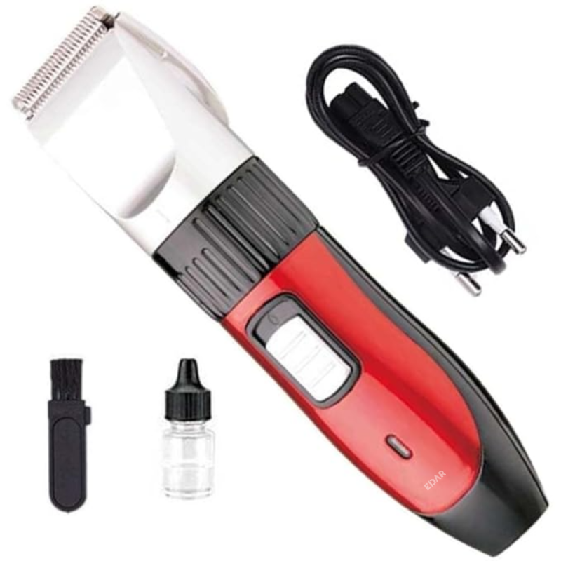 Masina De Tuns Par si Barba EDAR, Acumulator Reincarcabil, Lame Otel Inoxidabil, Taiere Reglabilă, Rosu/Negru