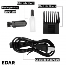 Masina De Tuns Par si Barba EDAR, Acumulator Reincarcabil, Lame Otel Inoxidabil, Taiere Reglabilă, Rosu/Negru