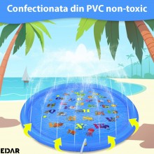 Fantana Arteziana Pentru Copii EDAR Cu Sprinklere Pentru Apa, Pentru Exterior, Diametru 145 Cm, Cu Animale/Alfabet, Albastru/... Fantana Arteziana Pentru Copii EDAR Cu Sprinklere Pentru Apa, Pentru Exterior, Diametru 145 Cm, Cu Animale/Alfabet, Albastru/...