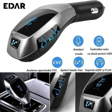 X6 Modulator FM Auto EDAR Cu Bluetooth Si Incarcare USB, Apeluri Hands-Free, Card TF, 1000mA X6 Modulator FM Auto EDAR Cu Bluetooth Si Incarcare USB, Apeluri Hands-Free, Card TF, 1000mA
