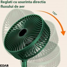 Ventilator Portabil EDAR Cu Suport Telefon, Reincarcabil, Pliabil, Cu 3 Viteze De Ventilatie, Pentru Interior/Exterior, Silen... Ventilator Portabil EDAR Cu Suport Telefon, Reincarcabil, Pliabil, Cu 3 Viteze De Ventilatie, Pentru Interior/Exterior, Silen...