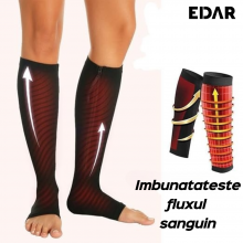 Sosete Terapeutice EDAR Cu Fermoar Lateral, Pentru Picioare Obosite, Stimularea Circulatiei Venoase, Negru, Marimea S/M
