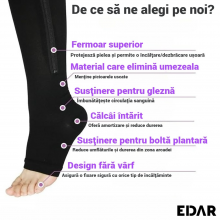 Sosete Terapeutice EDAR Cu Fermoar Lateral, Pentru Picioare Obosite, Stimularea Circulatiei Venoase, Negru, Marimea S/M Sosete Terapeutice EDAR Cu Fermoar Lateral, Pentru Picioare Obosite, Stimularea Circulatiei Venoase, Negru, Marimea S/M