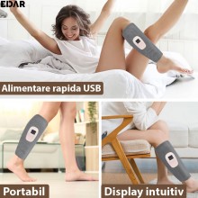 Dispozitiv De Masaj EDAR Cu Incalzire Si Compresie De Aer Pentru Gambe, Aparat De Masaj Pentru Picioare Cu 6 Trepte De Intens...