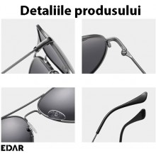 Ochelari De Condus Pe Timp De Zi EDAR, Polarizati, Unisex, Protectie UVA Si UVB, Rama Metalica, Negru Ochelari De Condus Pe Timp De Zi EDAR, Polarizati, Unisex, Protectie UVA Si UVB, Rama Metalica, Negru