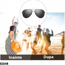 Ochelari De Condus Pe Timp De Zi EDAR, Polarizati, Unisex, Protectie UVA Si UVB, Rama Metalica, Negru