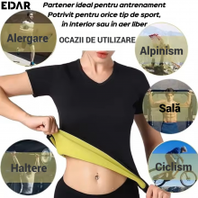Tricou Sauna SlimFit pentru Slăbit EDAR, Neopren, Modelatoare, Ideal pentru Sport, Fitness și Alergare, Negru, Marimea M Tricou Sauna SlimFit pentru Slăbit EDAR, Neopren, Modelatoare, Ideal pentru Sport, Fitness și Alergare, Negru, Marimea M