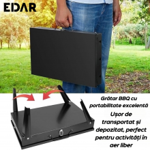Gratar Portabil EDAR, Din Metal, Cu Ustensile Incluse Si Picioare Pliabile, 44x27x22 cm, Negru Gratar Portabil EDAR, Din Metal, Cu Ustensile Incluse Si Picioare Pliabile, 44x27x22 cm, Negru