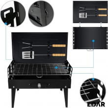 Gratar Portabil EDAR, Din Metal, Cu Ustensile Incluse Si Picioare Pliabile, 44x27x22 cm, Negru Gratar Portabil EDAR, Din Metal, Cu Ustensile Incluse Si Picioare Pliabile, 44x27x22 cm, Negru