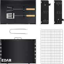 Gratar Portabil EDAR, Din Metal, Cu Ustensile Incluse Si Picioare Pliabile, 44x27x22 cm, Negru Gratar Portabil EDAR, Din Metal, Cu Ustensile Incluse Si Picioare Pliabile, 44x27x22 cm, Negru