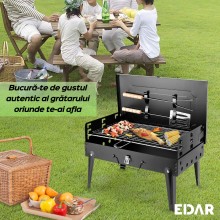 Gratar Portabil EDAR, Din Metal, Cu Ustensile Incluse Si Picioare Pliabile, 44x27x22 cm, Negru Gratar Portabil EDAR, Din Metal, Cu Ustensile Incluse Si Picioare Pliabile, 44x27x22 cm, Negru