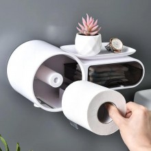 Suport Pentru Hartie Igienica EDAR Din Plastic, Se Monteaza Fara Gaurire, Organizare Si Depozitare, Design Elegant, Alb