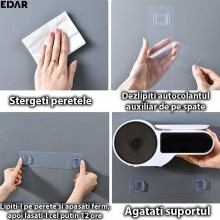 Suport Pentru Hartie Igienica EDAR Din Plastic, Se Monteaza Fara Gaurire, Organizare Si Depozitare, Design Elegant, Alb