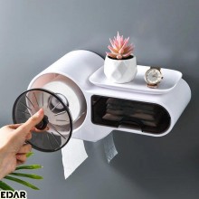 Suport Pentru Hartie Igienica EDAR Din Plastic, Se Monteaza Fara Gaurire, Organizare Si Depozitare, Design Elegant, Alb