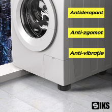 Set de 4 Picioruse SIKS, Tampon Anti-Vibratie, Suport Anti-Zgomot si Antiderapante pentru Masina de Spalat, Uscator de Rufe, ...