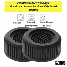 Set de 4 Picioruse SIKS, Tampon Anti-Vibratie, Suport Anti-Zgomot si Antiderapante pentru Masina de Spalat, Uscator de Rufe, ...