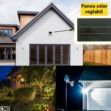 Proiector Led 200W De Exterior SIKS Cu Panou De Incarcare Solara, Lampa Lumina Puternica 96 Led, Cu Prindere In Perete, Panou...