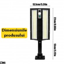 Lampa Solara LED SIKS Pentru Exterior Cu Prindere In Perete, Incarcare Solara, 270 Led-uri Puternice, Senzor De Miscare, Tele... Lampa Solara LED SIKS Pentru Exterior Cu Prindere In Perete, Incarcare Solara, 270 Led-uri Puternice, Senzor De Miscare, Tele...