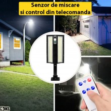 Lampa Solara LED SIKS Pentru Exterior Cu Prindere In Perete, Incarcare Solara, 270 Led-uri Puternice, Senzor De Miscare, Tele... Lampa Solara LED SIKS Pentru Exterior Cu Prindere In Perete, Incarcare Solara, 270 Led-uri Puternice, Senzor De Miscare, Tele...