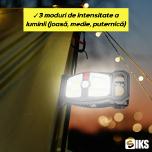 Lampa Solara SIKS Portabila De Exterior Cu Incarcare Solara Si Incarcare USB, Prindere Tip Clema Sau Cu Suruburi, Senzor De M...