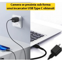 Mini Camera Spion Ascunsa In Incarcator USB Type C SIKS, Full HD, Nightvision, Posibilitate Conectare La Telefon Si La Sistem... Mini Camera Spion Ascunsa In Incarcator USB Type C SIKS, Full HD, Nightvision, Posibilitate Conectare La Telefon Si La Sistem...