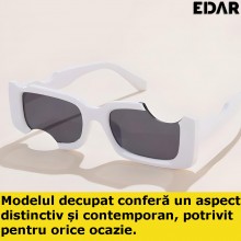 Ochelari EDAR De Soare Unisex, Design Decupat, Model Alb