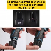 Acumulator De Rezerva Li-ion 12V Cu 3 Pini SIKS, Compatibil Cu Foarfeca De Gradina, Motocoasa, Mini Fierastrau, Mini Flex SIK... Acumulator De Rezerva Li-ion 12V Cu 3 Pini SIKS, Compatibil Cu Foarfeca De Gradina, Motocoasa, Mini Fierastrau, Mini Flex SIK...