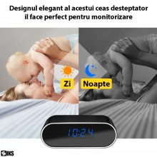 Camera Spion WI-FI Ascunsa In Ceas Desteptator SIKS, Functie Detectare Miscare, Rezolutie 1080P, 25 Cadre Pe Secunda, Tehnolo...