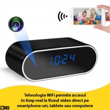 Camera Spion WI-FI Ascunsa In Ceas Desteptator SIKS, Functie Detectare Miscare, Rezolutie 1080P, 25 Cadre Pe Secunda, Tehnolo...