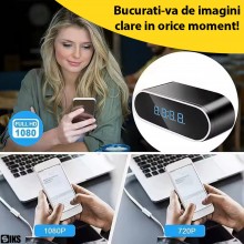 Camera Spion WI-FI Ascunsa In Ceas Desteptator SIKS, Functie Detectare Miscare, Rezolutie 1080P, 25 Cadre Pe Secunda, Tehnolo...