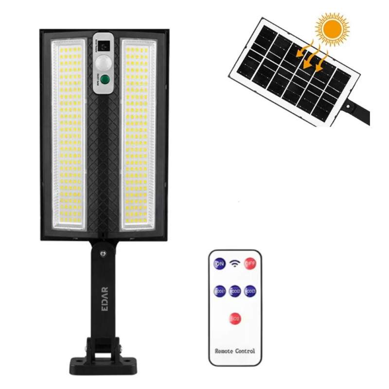 Lampa Solara EDAR Pentru Exterior Cu Montare Pe Perete, Panou Solar Incorporat, Control Telecomanda, 3 Moduri De Lumina, Grad...