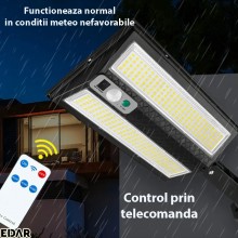 Lampa Solara EDAR Pentru Exterior Cu Montare Pe Perete, Panou Solar Incorporat, Control Telecomanda, 3 Moduri De Lumina, Grad...