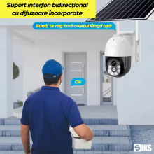 Camera Supraveghere Video SIKS Cu Sim 4G, Incarcare Solara, Slot MicroSD, Cu Panou Solar Inclus, Rotire Prin Aplicatie, Veder...