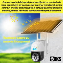 Camera Supraveghere Video SIKS Cu Sim 4G, Incarcare Solara, Slot MicroSD, Cu Panou Solar Inclus, Rotire Prin Aplicatie, Veder...